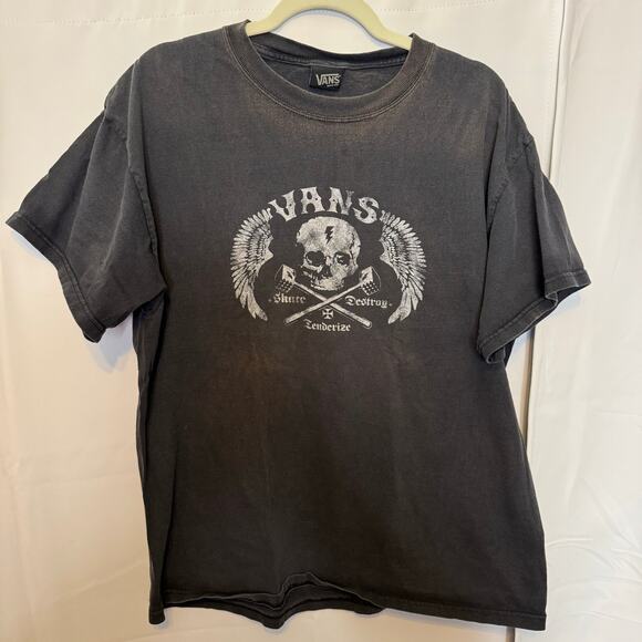 Vans Skull Wings Graphic Tee Skate Destroy Tenderize Black Shirt Men’s L - Picture 1 of 7